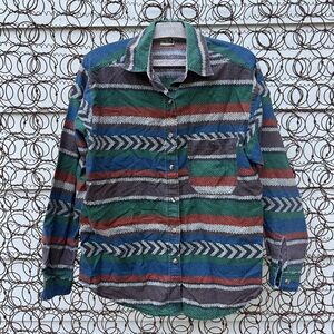 Vintage 90s Vivaldi Multicolor Aztec Western Striped Button Up L/S Shirt